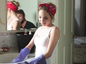 Teen Cleaning Lady Blows And Bangs The Hunky Guy